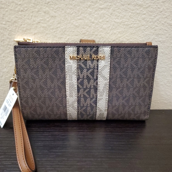 Michael Kors Signature Jet Set Medium Double Zip Wristlet Wallet - Picture 1 of 9